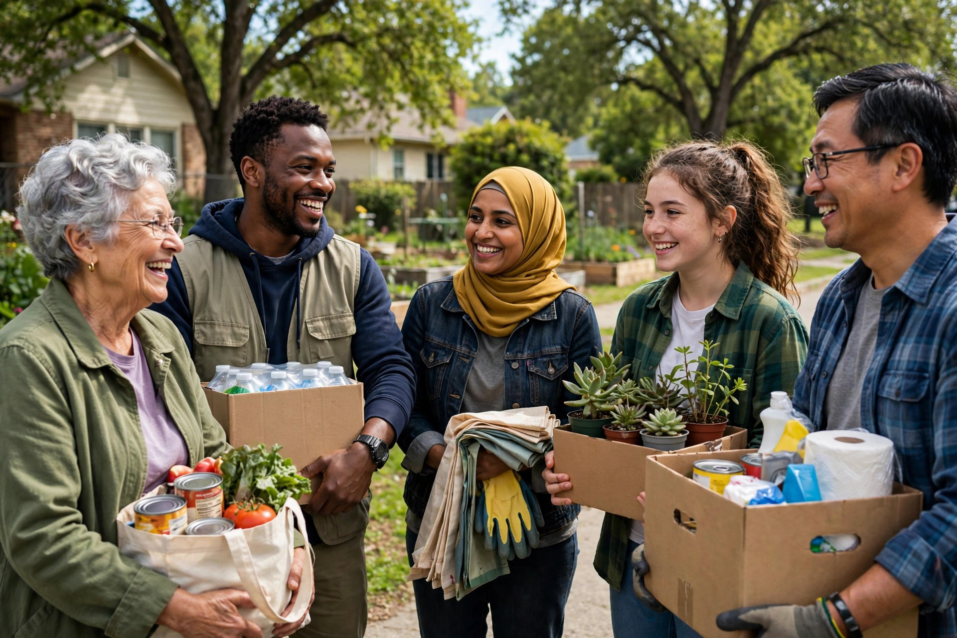 Volunteers working together in the community